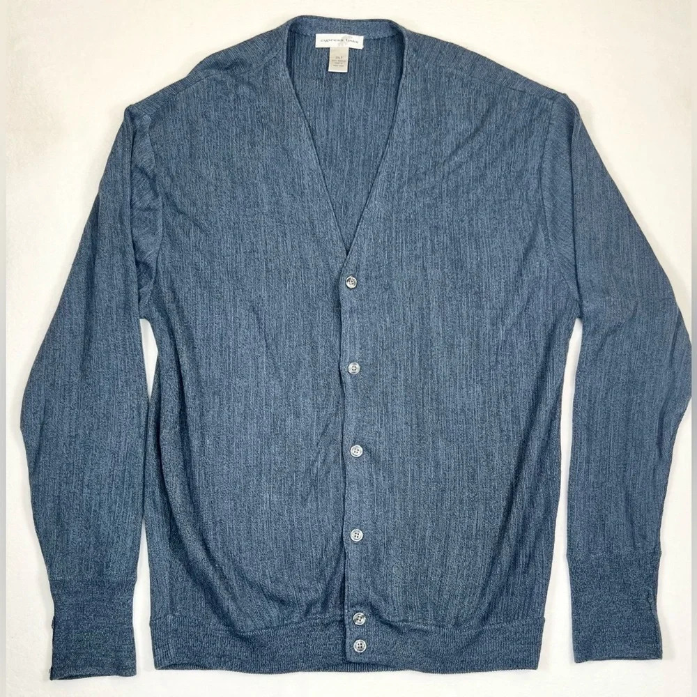CYPRESS LINKS Long Sleeve Button Down Cardigan Blue‎ 2XLT Golf Eclectic Grandpa